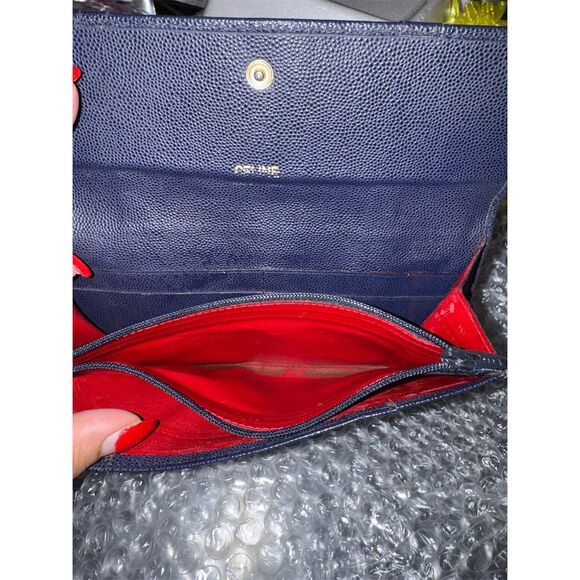 Celine Women's Large Triomphe Wallet Blue Leather Credit Card, Bill Holder - Picture 8 of 11